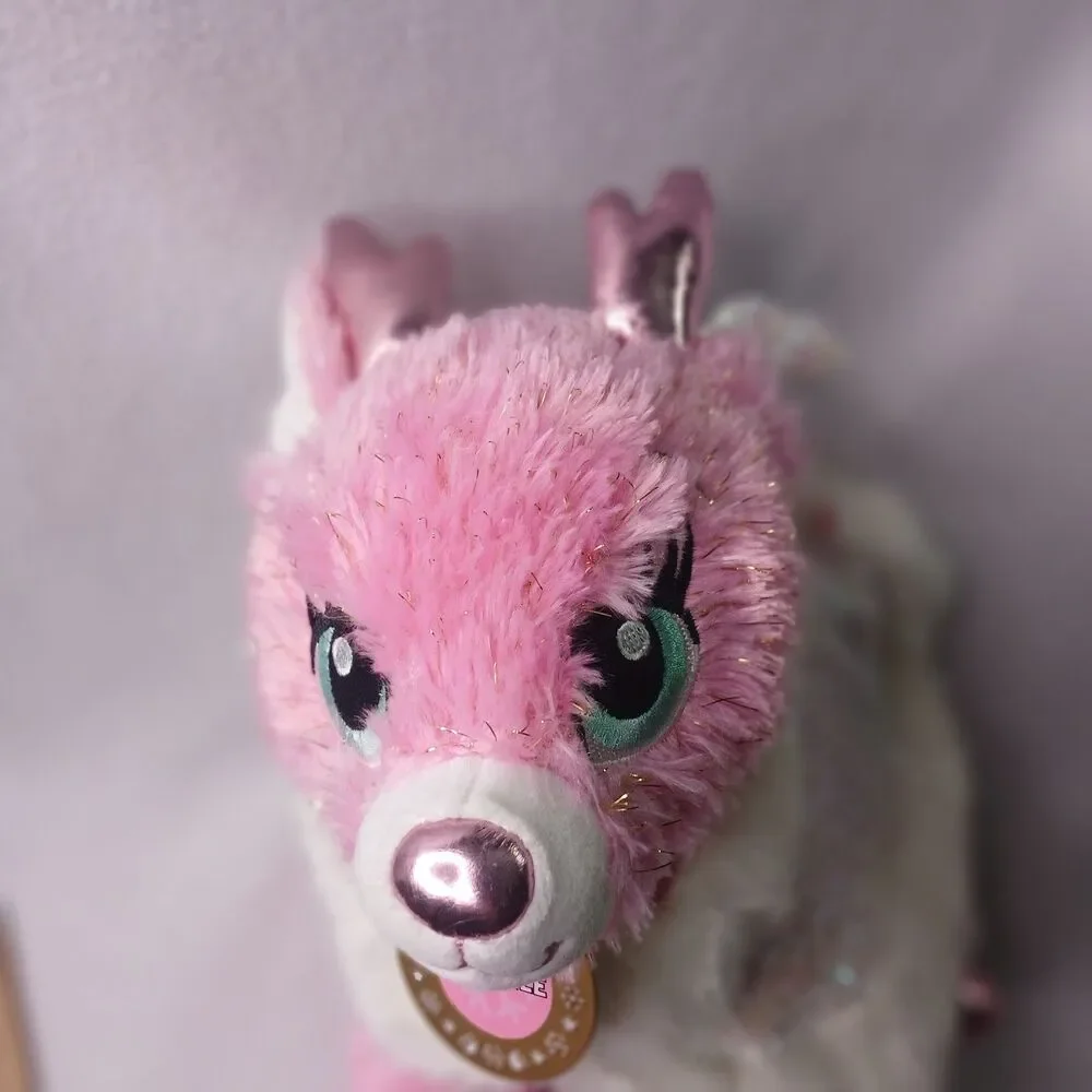 2016 Build a Bear Twinkle Pink Reindeer Sequin Cape Leopard Print Bottoms Preown